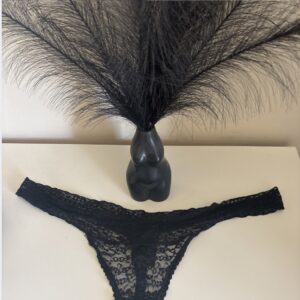 Black lace thong warn for over 12 hours