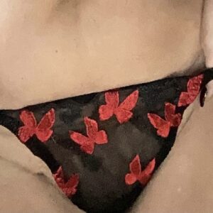 Red / black lace thong and toy pussy play video included x