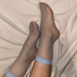 blue fishnet socks +smell